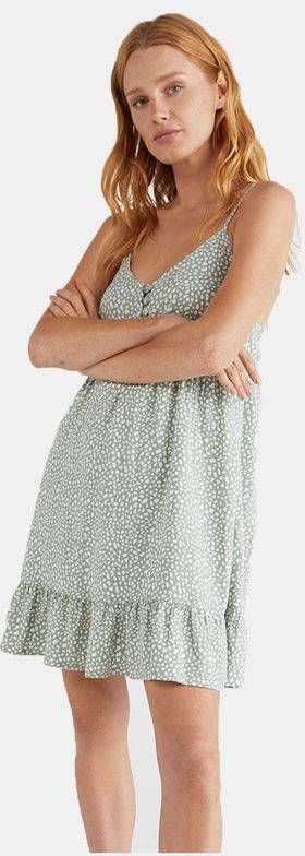 O'Neill jurk met all over print en plooien mintgroen/wit