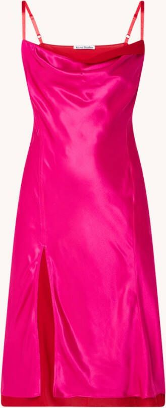 Acne Studios Dasa midi jurk in zijdeblend met spaghettibandjes en zijsplit