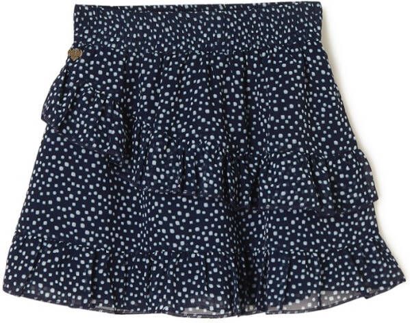 America Today Junior rok Robby met all over print donkerblauw/wit