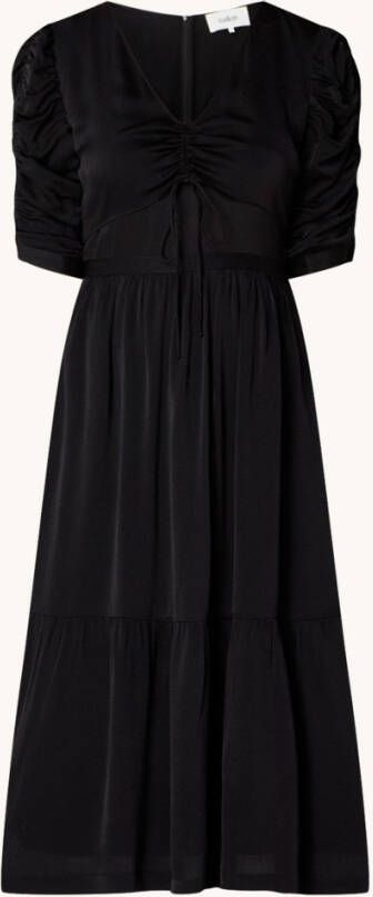 BA&SH Fercy midi jurk met pofmouw en ruches