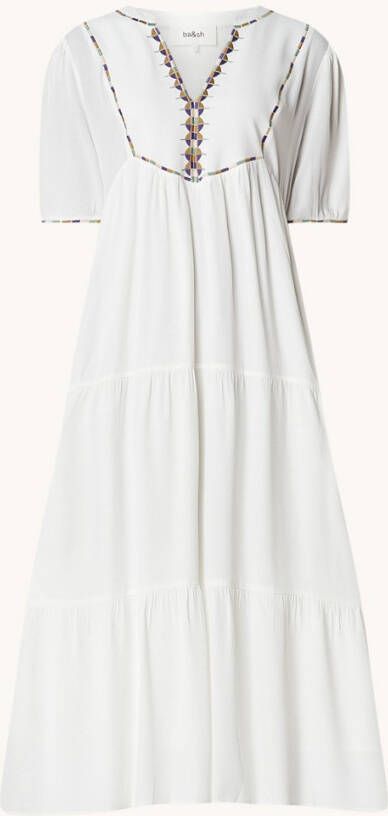 BA&SH Tisolde midi jurk met V hals en borduring