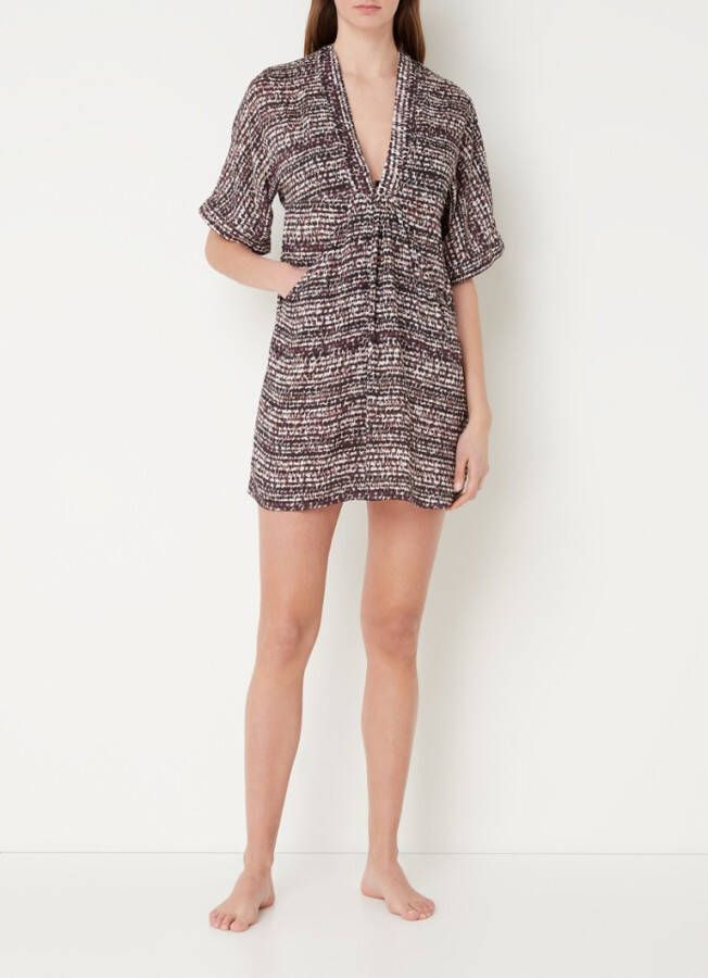 banana moon Abigail Cacao mini strandjurk met print en steekzakken