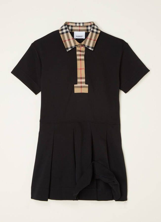 Burberry Polo jurk met chequedetails , Zwart, Dames