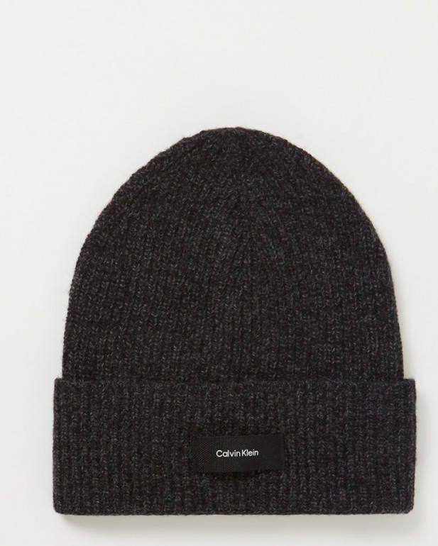 Calvin Klein Daddy Wool RIB Beanie , Zwart, Heren
