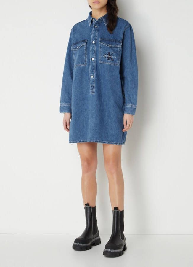 Calvin Klein Utility mini tuniekjurk van denim met klepzakken