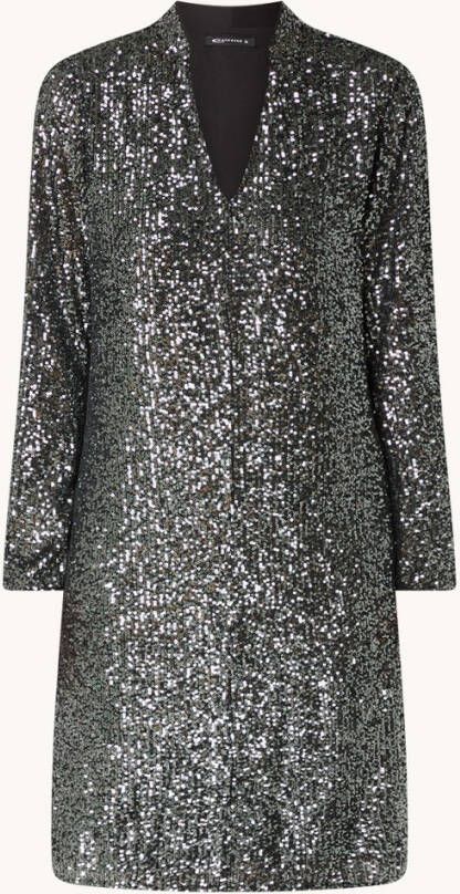 Expresso Midi jurk met V hals en pailletten