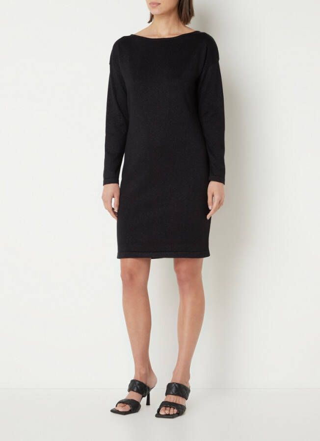 Expresso Fijngebreide midi jurk met boothals en lurex