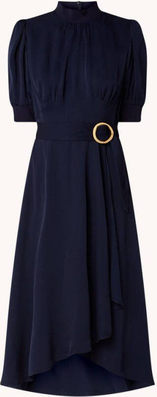 L.K.Bennett L K Bennett Violet midi jurk met pofmouw en ceintuur