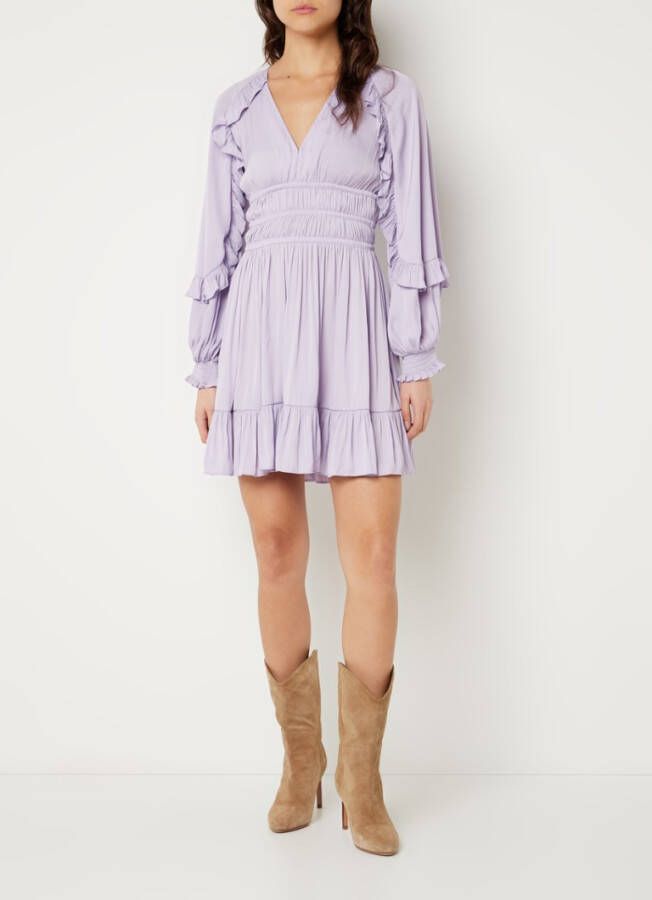 Maje Ralya mini tuniekjurk van satijn met ruches