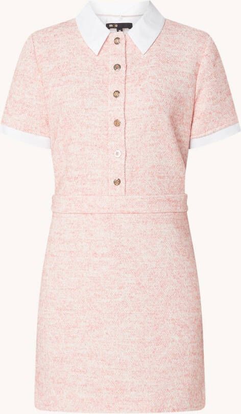 Maje Ranello mini jurk in scheerwolblend met gemê, leerd dessin