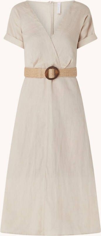 Mango Amore midi jurk van linnen met ceintuur