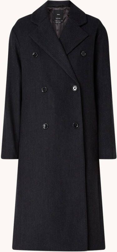 Mango Caricia mantel in wolblend met ruitdessin