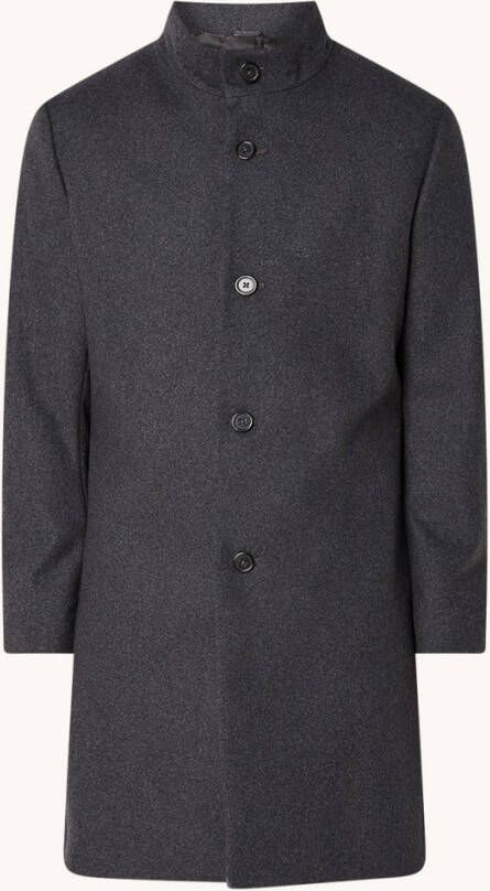 Mango Funnel mantel in wolblend met steekzakken