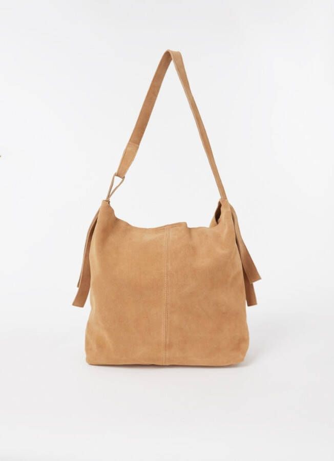 Mango Loto schoudertas van suè, de