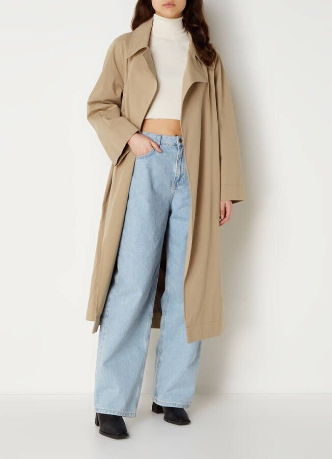 Mango Mint trenchcoat met steekzakken en strikceintuur