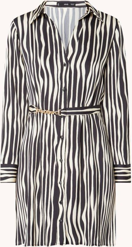 Mango Ninette mini blousejurk met ceintuur en print