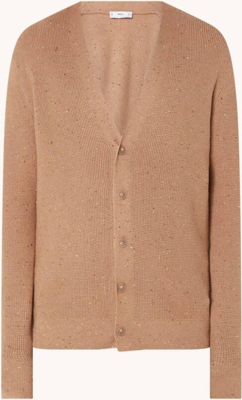 Mango Nizac fijngebreid vest in wolblend met gemê, leerd dessin