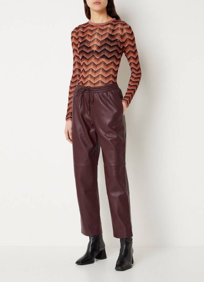 Mango Apple high waist straight fit pantalon van imitatieleer met steekzakken