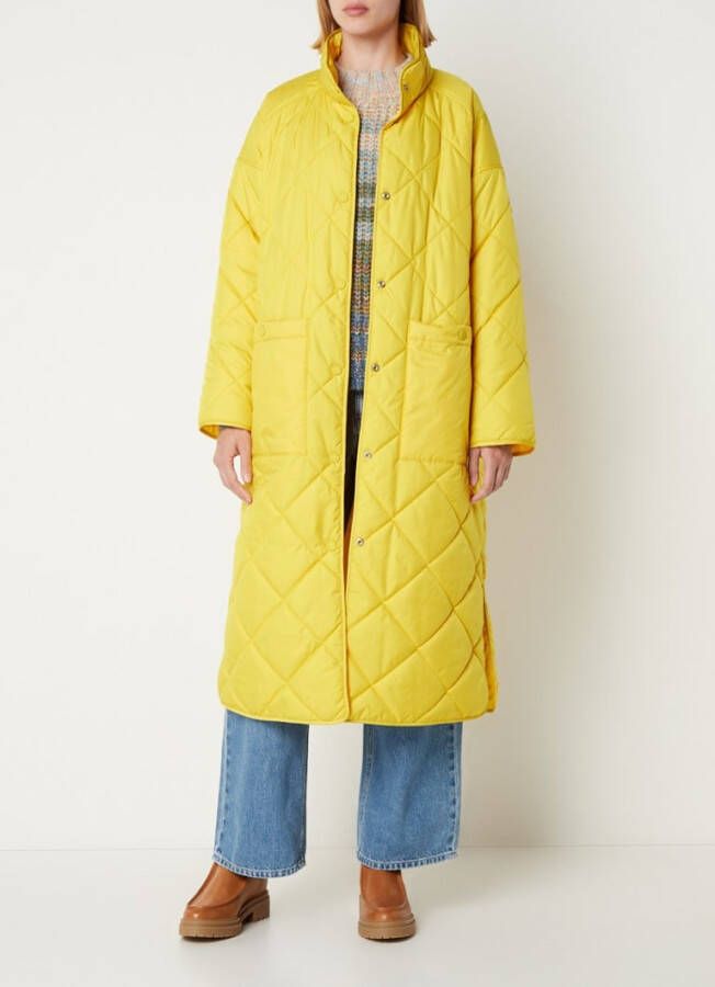 MARC O’POLO DENIM Longline gewatteerde jas met quilt patroon en strikceintuur