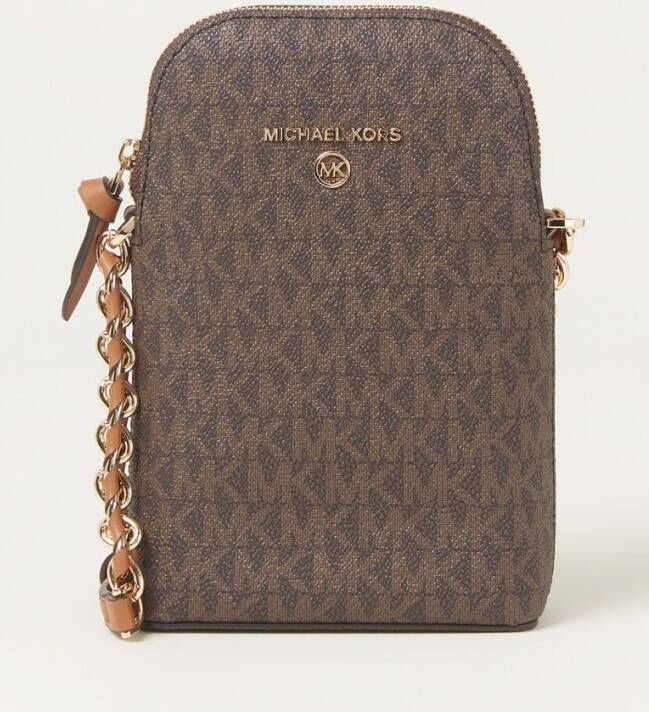 Michael Kors telefoontasje Jet Set Charm met logoprint bruin