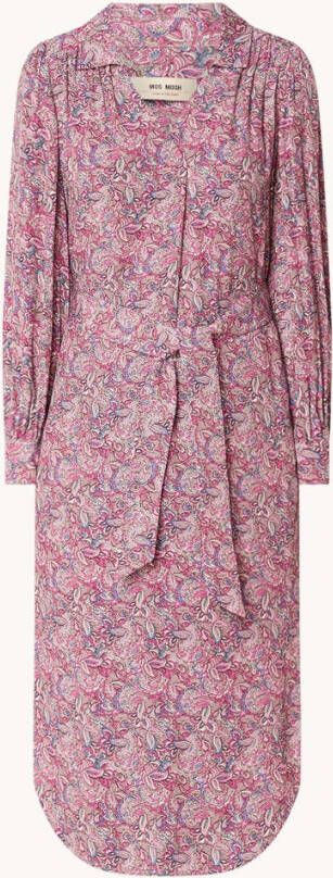 MOS MOSH Aldo midi tuniekjurk met strikceintuur