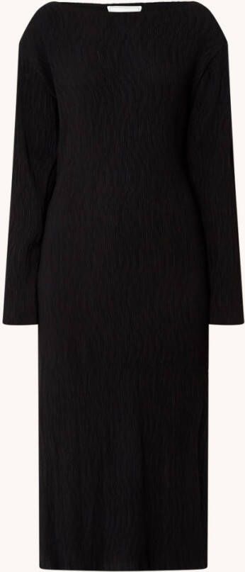 NEO NOIR Janine midi jurk met boothals en plissé