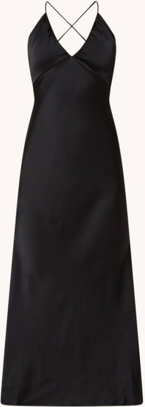 NEO NOIR Jolly midi jurk van satijn met cut out detail