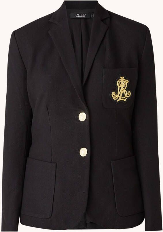 Ralph Lauren Blazer van piqu&#xE9, katoen met metallic logoborduring
