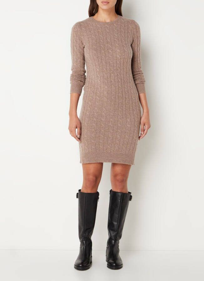 Ralph Lauren Kabelgebreide mini trui jurk in kasjmierblend