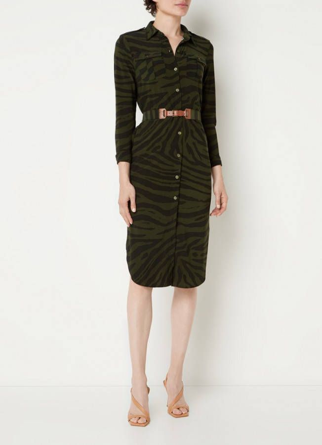 Ralph Lauren Midi blousejurk met ceintuur en zebraprint