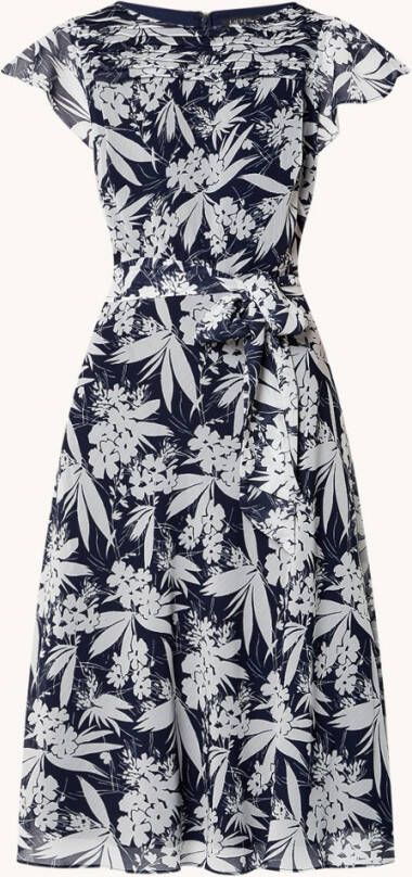 Ralph Lauren Midi jurk met strikceintuur en bloemen print