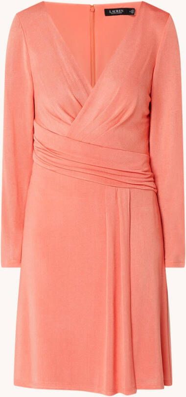 Ralph Lauren Mini jurk met glanzende finish en plooidetail