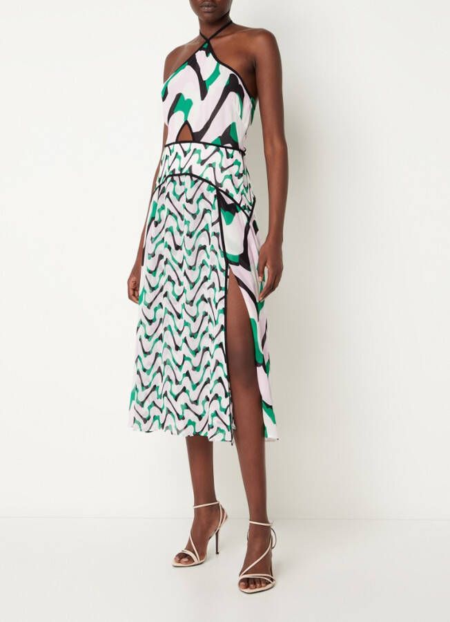 REISS Alex midi jurk met rugdecolleté, en print