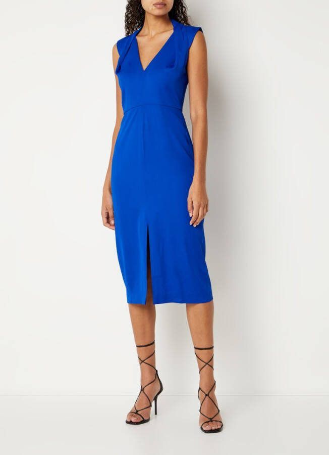 REISS Andi midi jurk met split en V hals