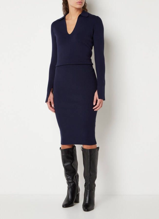 REISS Elaina fijngebreide maxi jurk