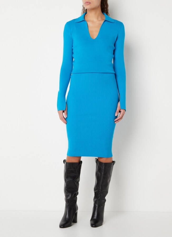 REISS Elaina fijngebreide maxi jurk