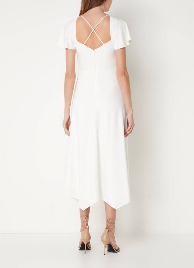 REISS Eleni midi jurk met vlindermouw en rugdecolleté