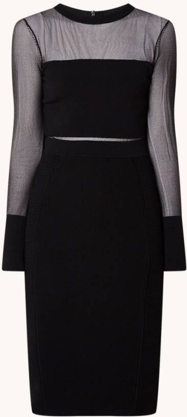 REISS Lyla semi transparante midi jurk met ribstructuur