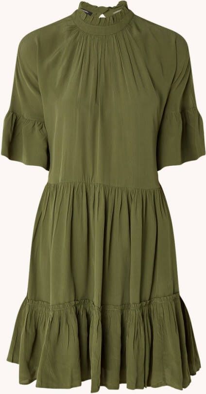 Scotch & Soda Groene Mini Jurk Short Dress With Ruffle Sleeve Detail