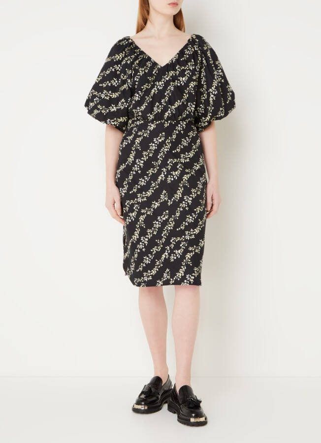 Second Female Kalmia midi jurk met pofmouw en bloemenprint
