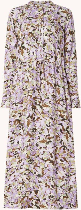 Selected Femme Katrin maxi blousejurk met print en strikceintuur