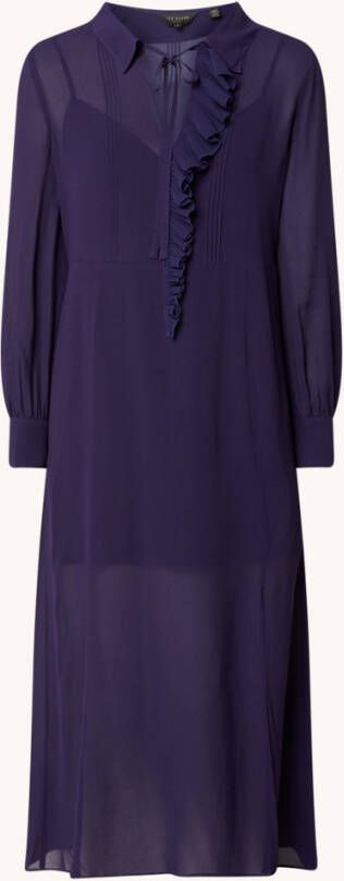Ted Baker Faithiy midi jurk met strikkraag en volant