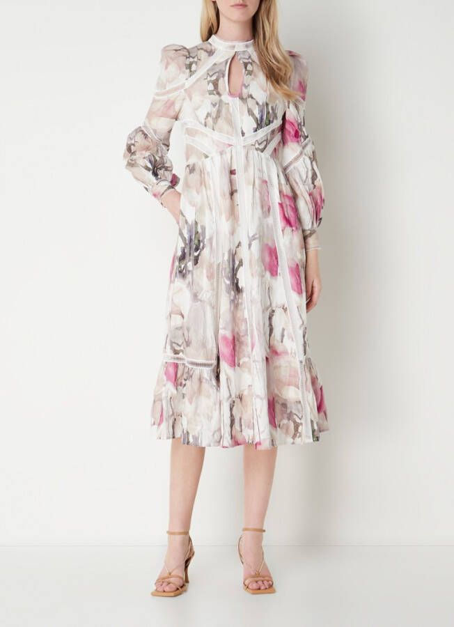 Ted Baker Freisya midi jurk van linnen met bloemenprint