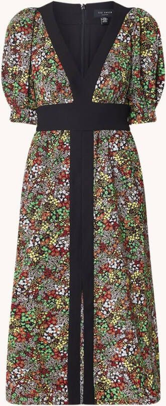 Ted Baker Lottei midi jurk met bloemenprint en structuur