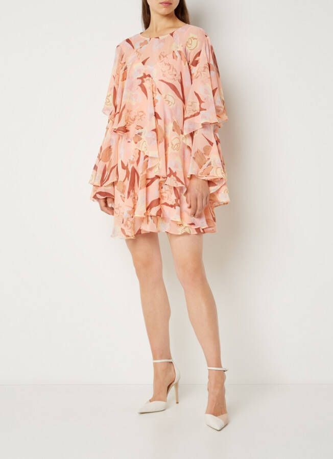 Ted Baker Pegaia gelaagde mini jurk met volant en print