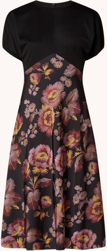 Ted Baker Ponte midi jurk met pofmouwen en bloemenprint