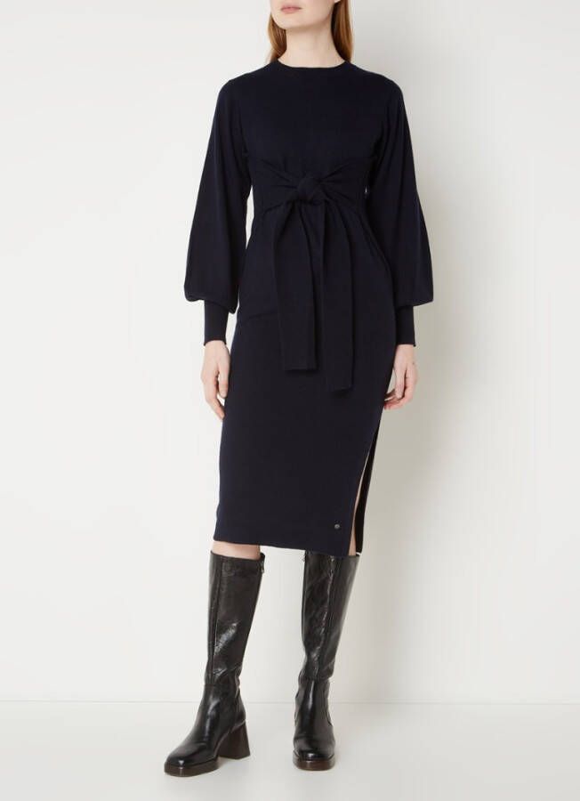 Ted Baker Essya fijngebreide midi trui jurk in wolblend met strikceintuur
