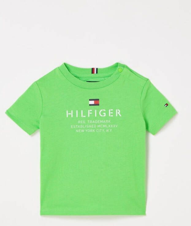 Tommy Hilfiger ! Jongens Shirt Korte Mouw -- Groen Katoen