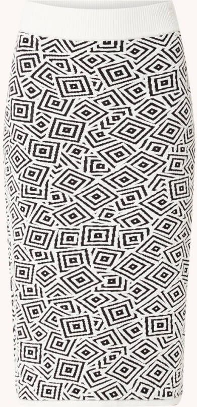 Vanilia Fijngebreide midi kokerrok met grafische print
