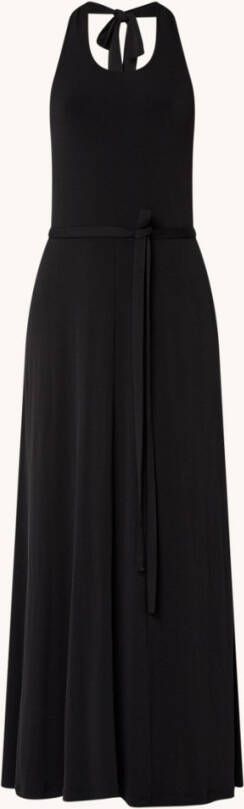 Vanilia Maxi halterjurk met strikceintuur en steekzakken